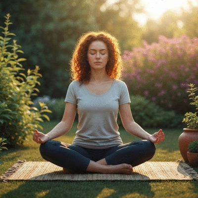 Person practicing mindfulness or meditation in a peaceful setting, representing mental well-being and self-awareness
