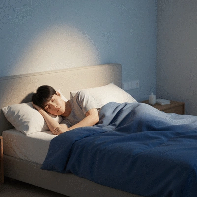 Person enjoying a restful sleep in a peaceful bedroom