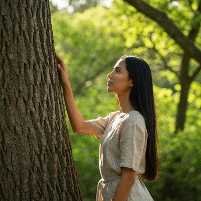 Person connecting with nature, symbolizing emotional well-being