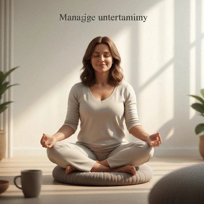 Person meditating peacefully to manage uncertainty