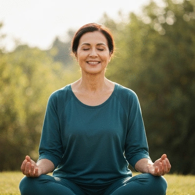 Person meditating peacefully, representing emotional strength and resilience, with soft natural light, no text, no words, no typography, 8K
