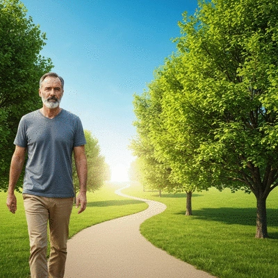 Person walking on a path towards a bright horizon, symbolizing financial freedom and a secure future