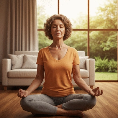 Person meditating in a serene environment, illustrating emotional balance