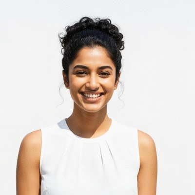 Person with a positive mindset, radiating confidence and optimism, bright clean background, no text, no words, no typography, clean image