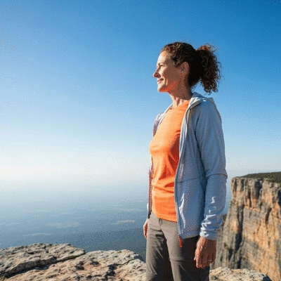 Person looking at a distant horizon, symbolizing future goals and growth