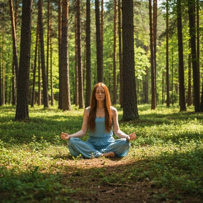 Person meditating in a serene environment, symbolizing mental well-being and balance.