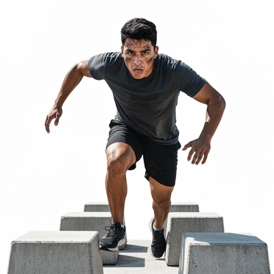 Person overcoming obstacles, symbolizing resilience